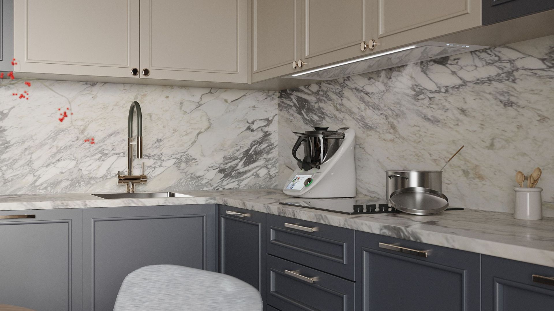 Okap podszafkowy Micra White Matt 120 cm - Biały Matt - Wizualizacja