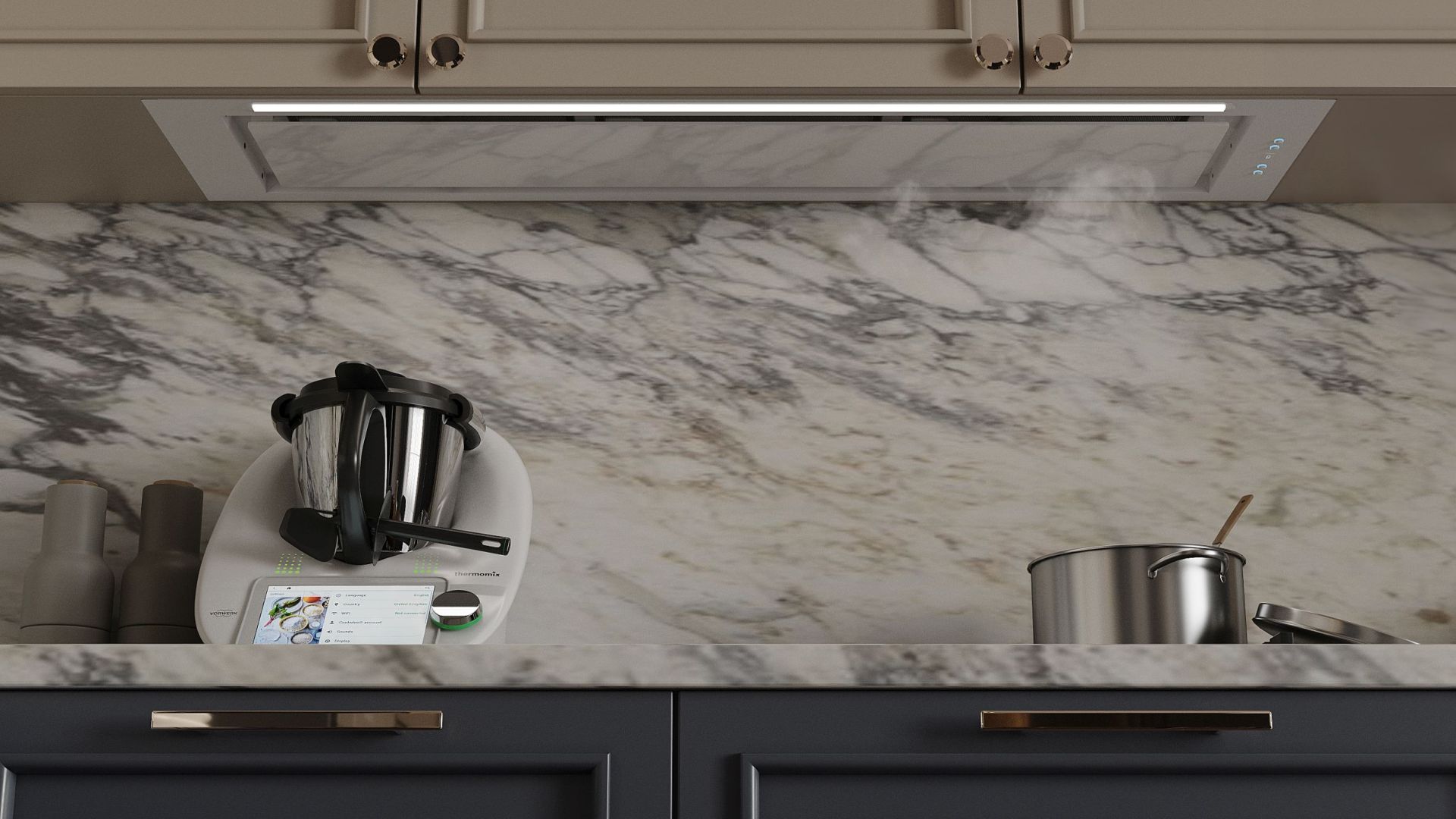 Okap podszafkowy Micra White Matt 120 cm - Biały Matt - Wizualizacja 3