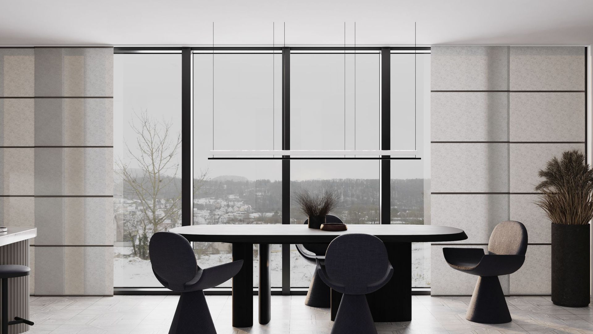 Okap wyspowy Oval Black Matt - Czarny Matt - Wizualizacja 3