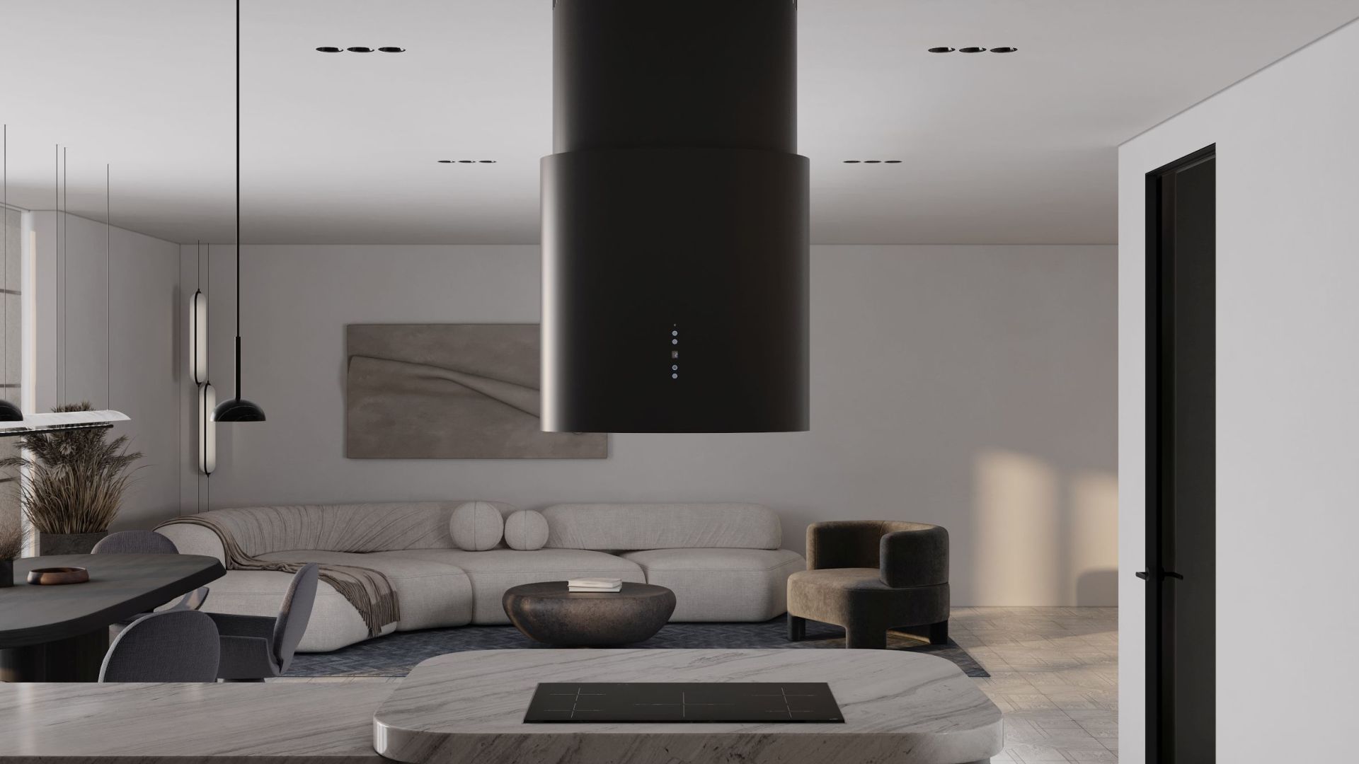 Okap wyspowy Oval Black Matt - Czarny Matt - Wizualizacja 8