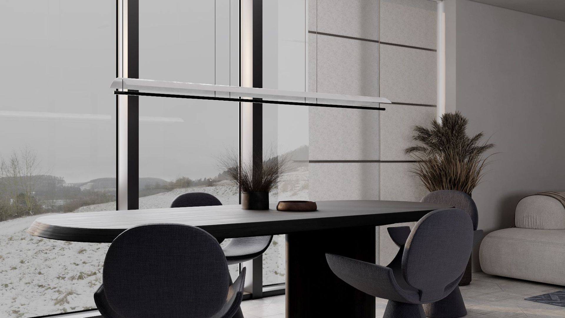 Okap wyspowy Oval Black Matt - Czarny Matt - Wizualizacja 9