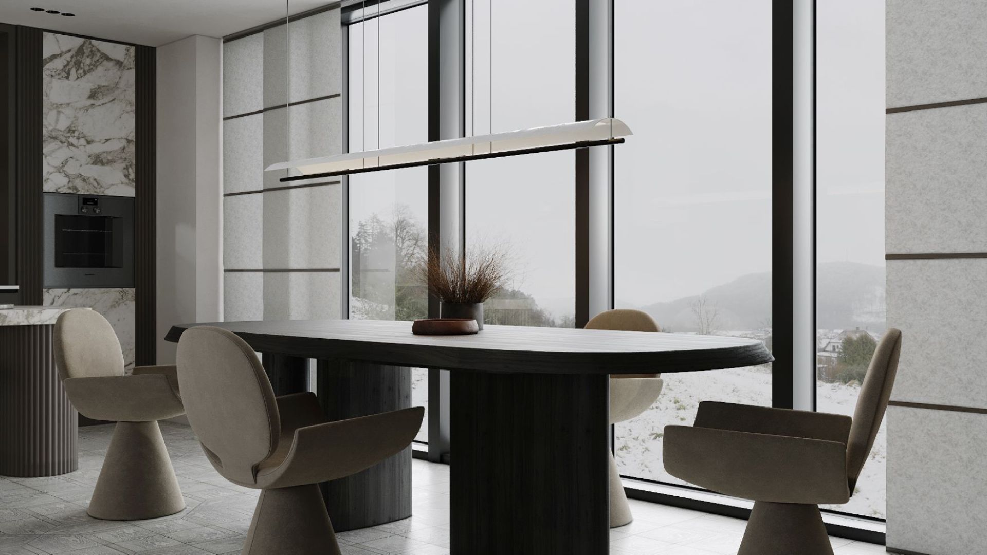 Okap wyspowy Oval White Matt - Biały Matt - Wizualizacja 6