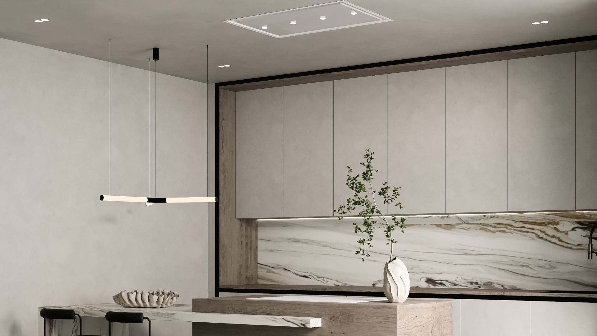 Okap sufitowy Planet Super Slim White - Biały - Wizualizacja 4