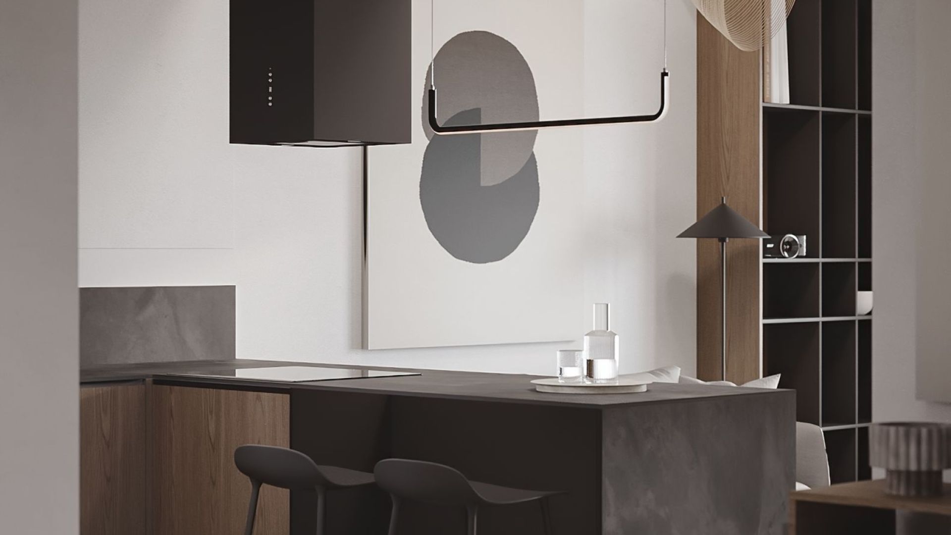 Okap wyspowy Quadro Black Matt - Czarny Matt - Wizualizacja