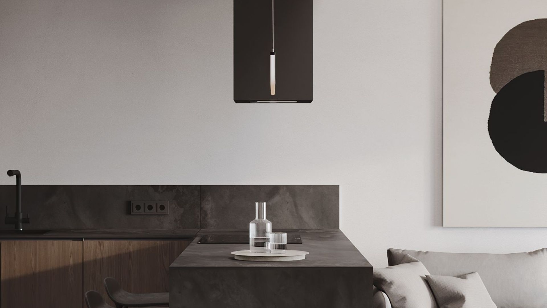 Okap wyspowy Quadro Black Matt - Czarny Matt - Wizualizacja 5