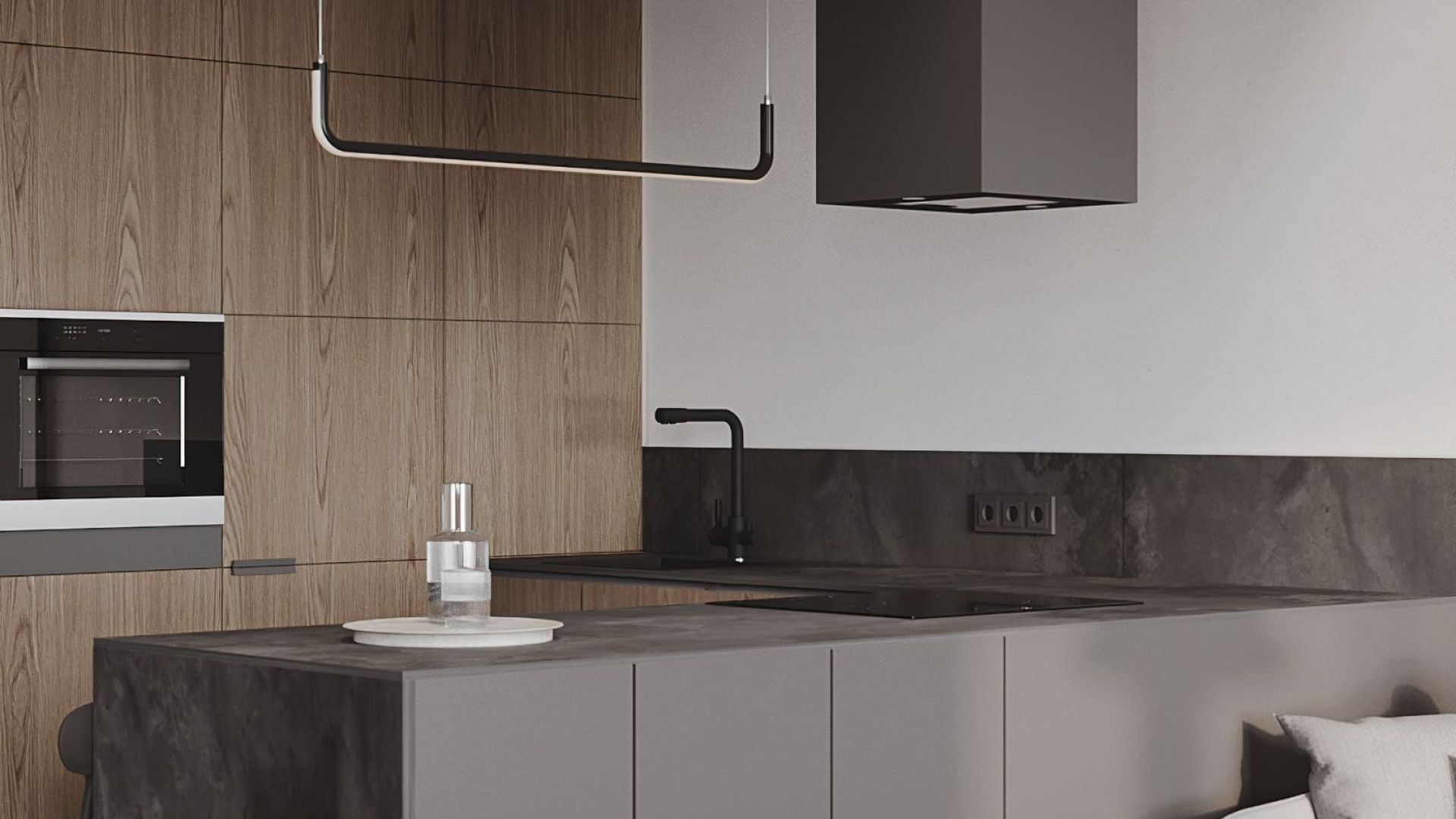 Okap wyspowy Quadro Black Matt - Czarny Matt - Wizualizacja 6