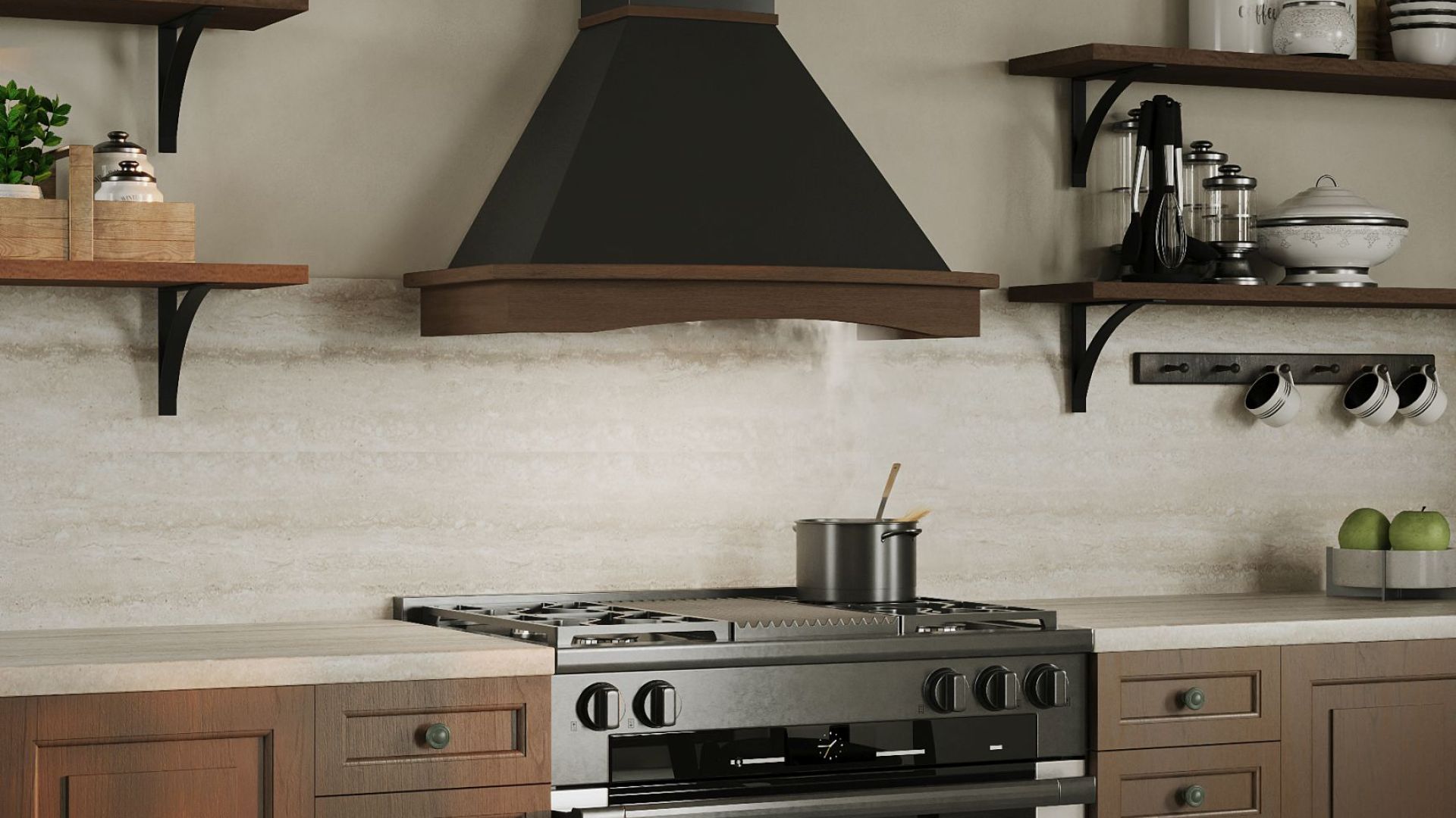 Okap rustykalny Rustic Black Matt - Czarny Matt - Wizualizacja