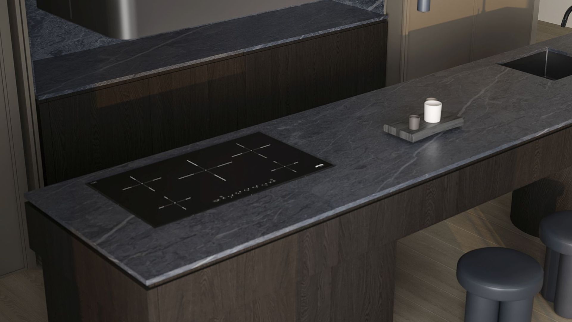 Okap wyspowy Sven Black Matt - Czarny Matt - Wizualizacja