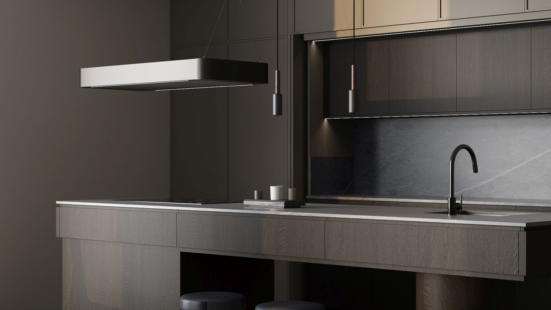 Okap wyspowy Sven Black Matt - Czarny Matt - Wizualizacja 2