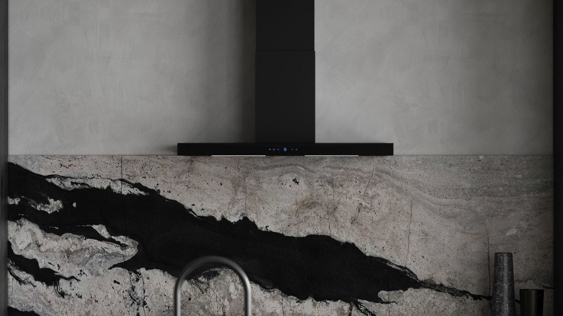 Okap kominowy Sento OR Strips Black Matt - Czarny Matt - Wizualizacja 2