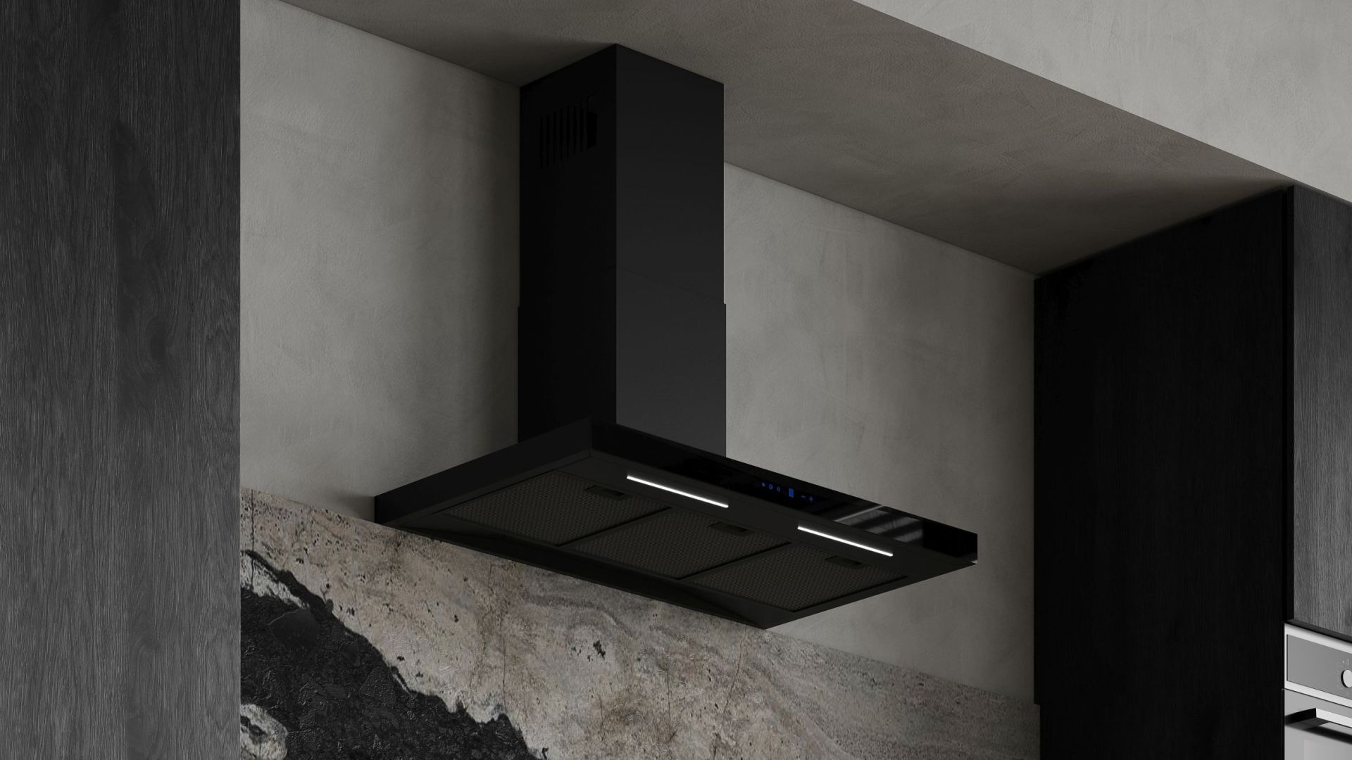 Okap kominowy Sento OR Strips Black Matt - Czarny Matt - Wizualizacja 4