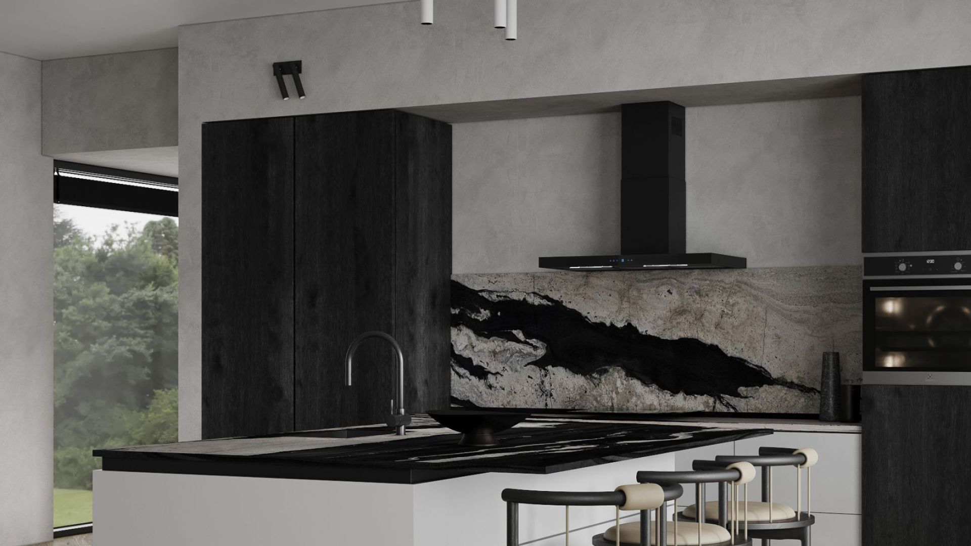 Okap kominowy Sento OR Strips Black Matt - Czarny Matt - Wizualizacja 7