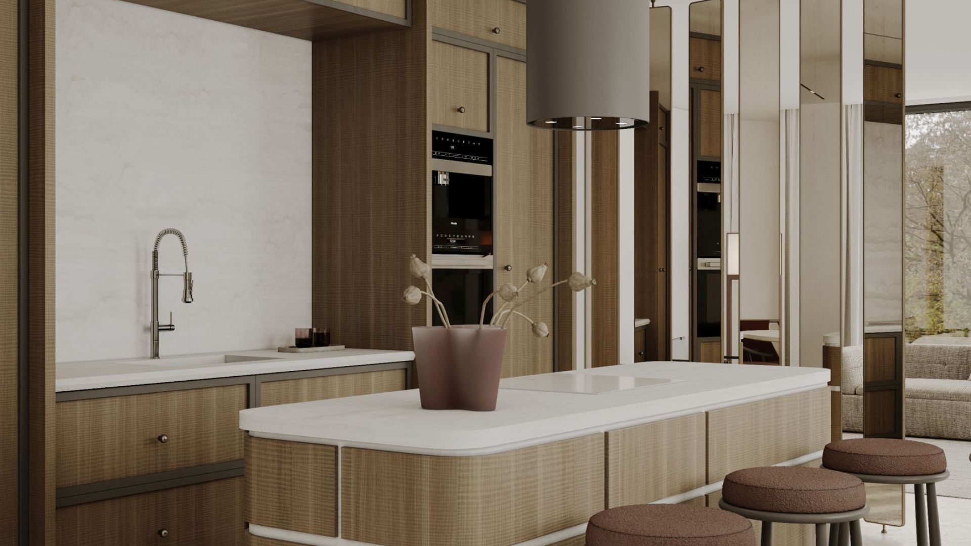 Okap wyspowy Tubo Taupe - Taupe - Wizualizacja