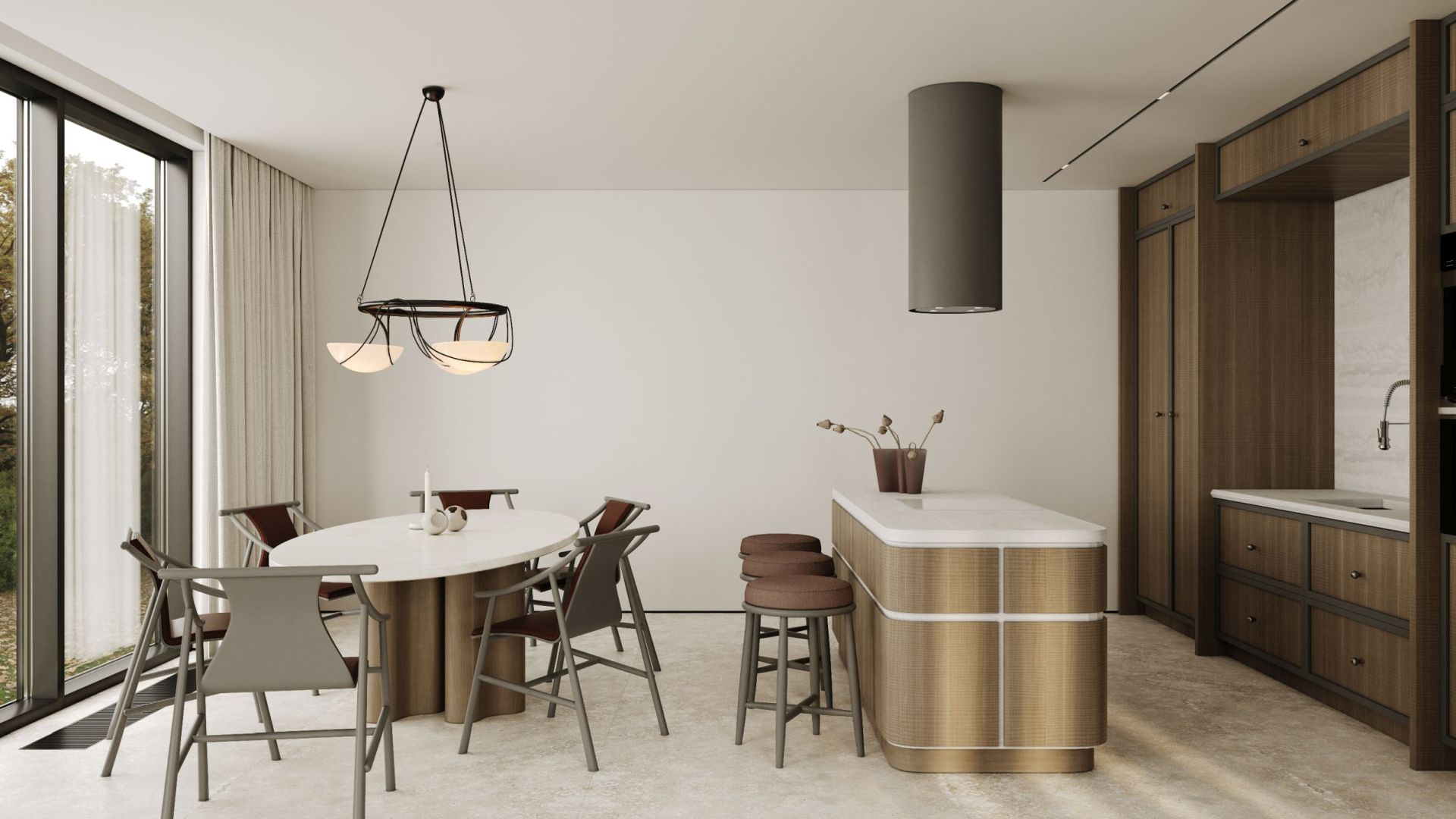 Okap wyspowy Tubo Taupe - Taupe - Wizualizacja 2