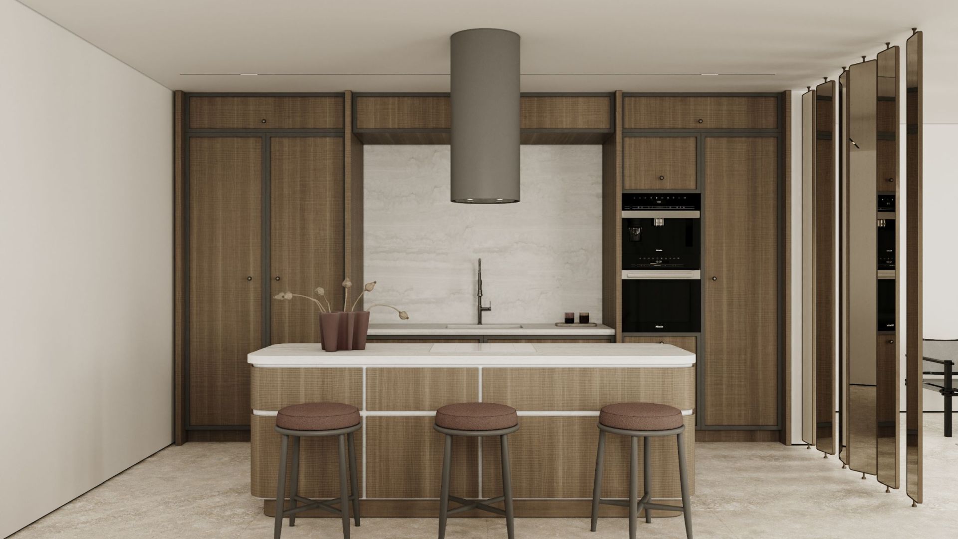 Okap wyspowy Tubo Taupe - Taupe - Wizualizacja 4