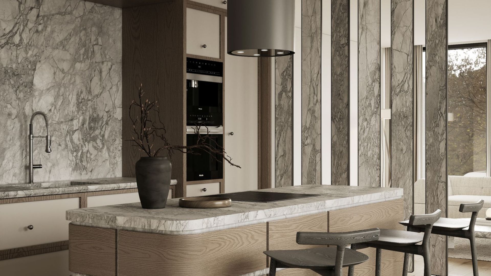 Okap wyspowy Tubo Antracyte - Antracytowy - Wizualizacja