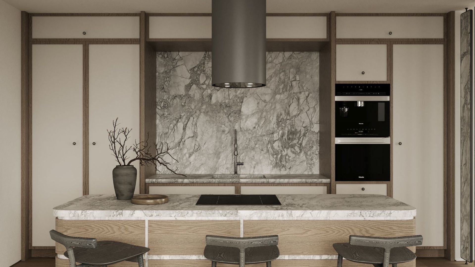 Okap wyspowy Tubo Antracyte - Antracytowy - Wizualizacja 2