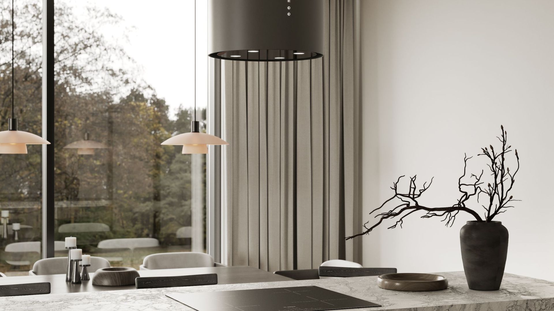 Okap wyspowy Tubo Antracyte - Antracytowy - Wizualizacja 3