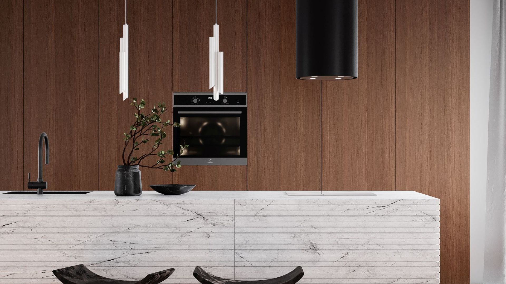 Okap wyspowy Tubo Black Matt - Czarny Matt - Wizualizacja 5