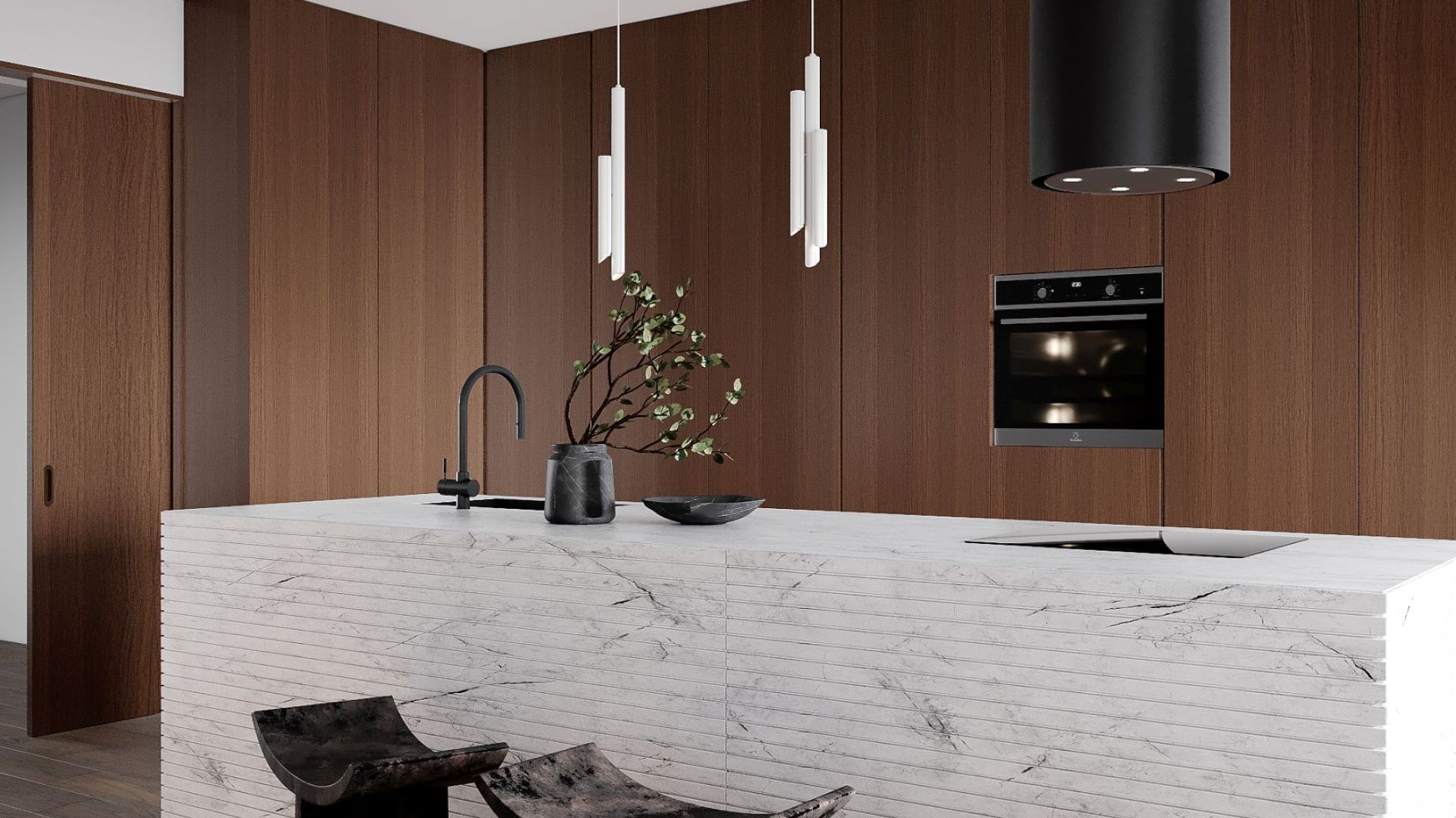 Okap wyspowy Tubo Black Matt - Czarny Matt - Wizualizacja 7