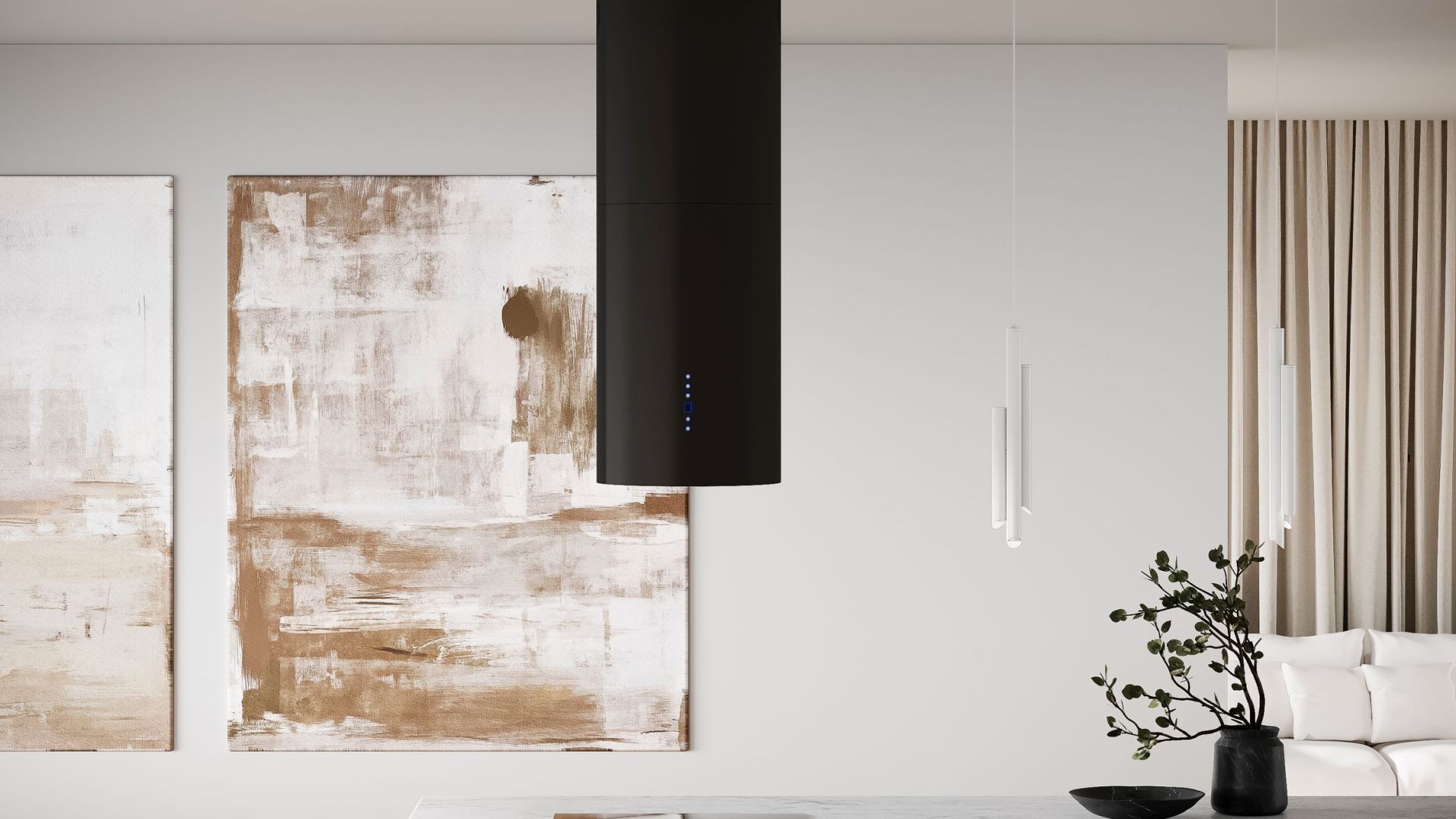 Okap wyspowy Tubo Black Matt - Czarny Matt - Wizualizacja 6