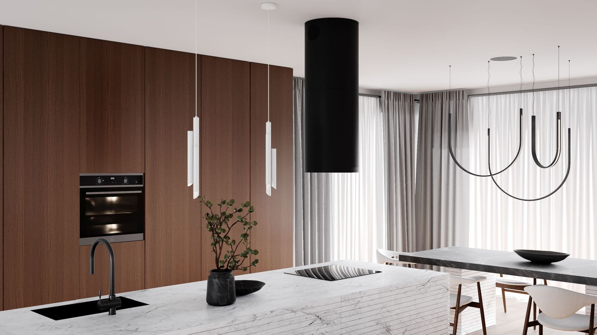 Okap wyspowy Tubo Black Matt - Czarny Matt - Wizualizacja 8