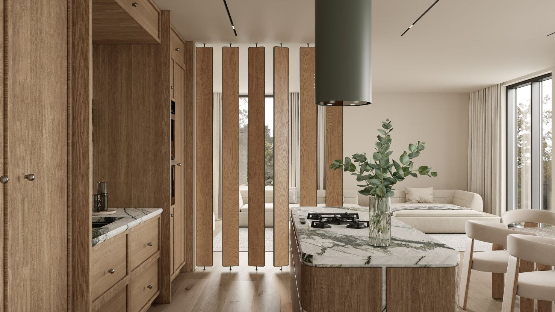 Okap wyspowy Tubo Eucalyptus - Eukaliptusowy - Wizualizacja 3