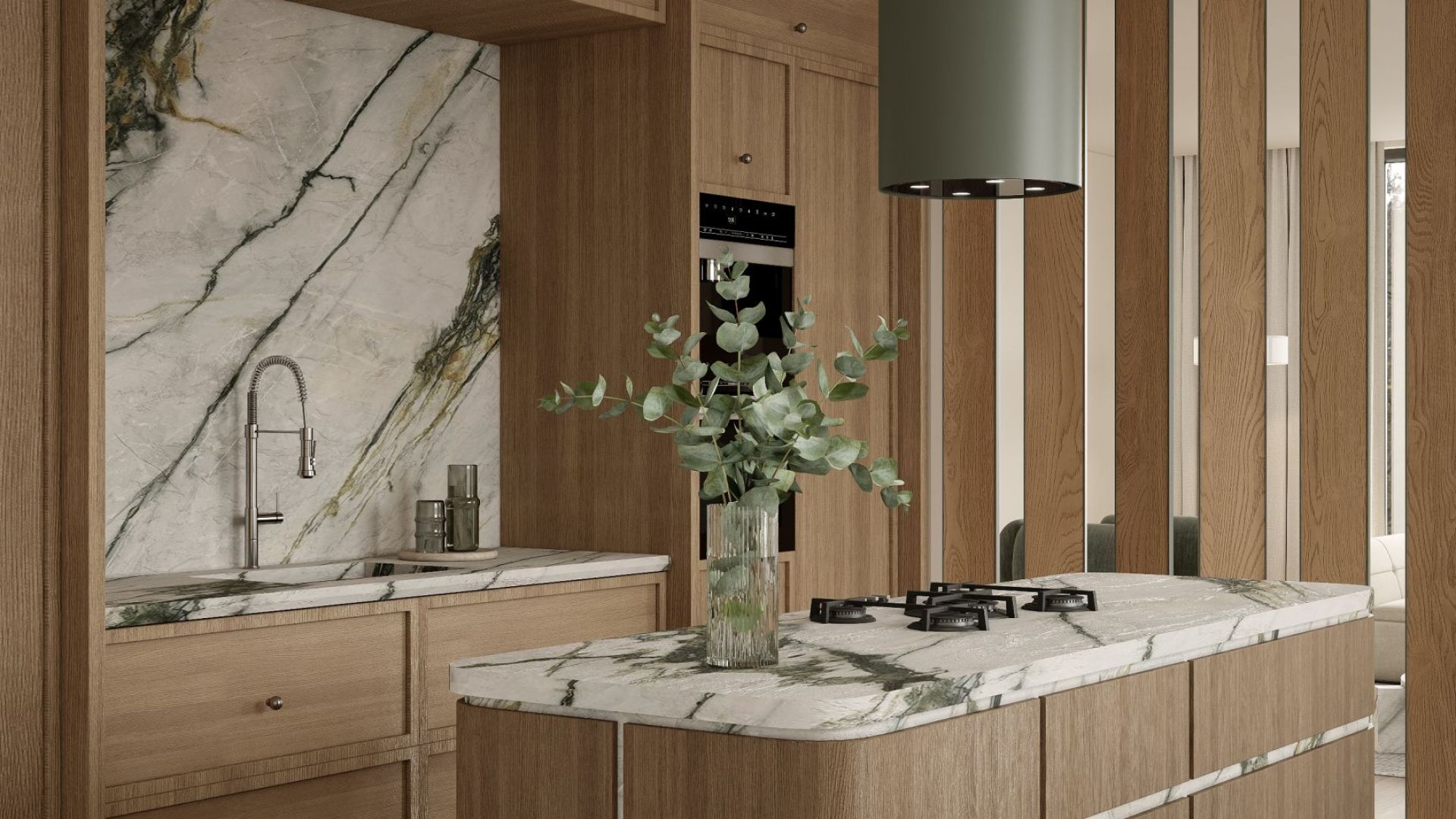 Okap wyspowy Tubo Eucalyptus - Eukaliptusowy - Wizualizacja 7