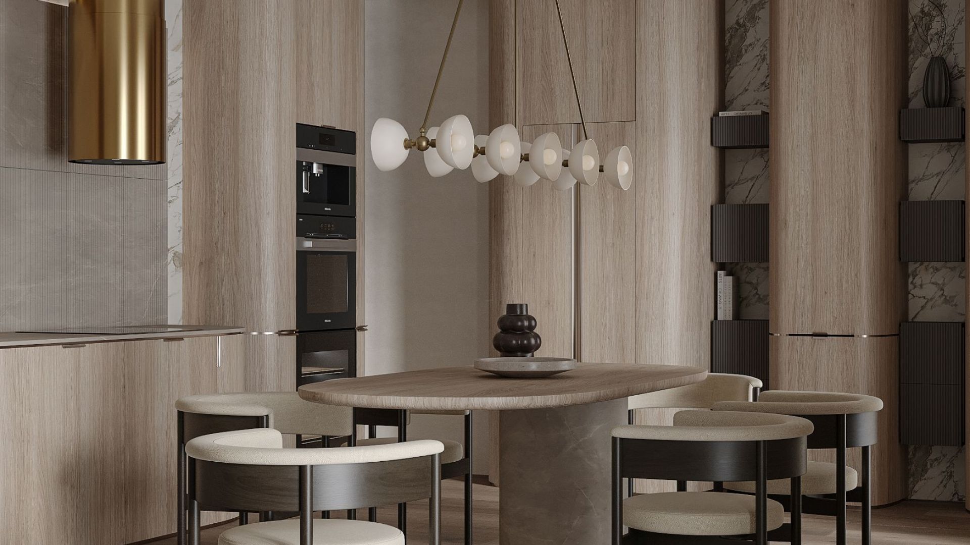 Okap wyspowy Tubo Royal Gold Gesture Control - Gold - Wizualizacja 3