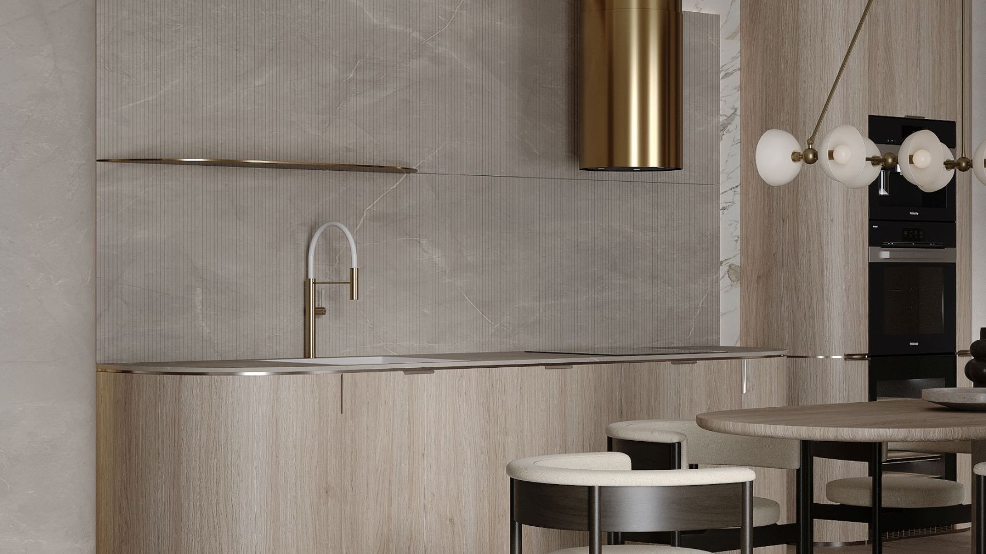 Okap wyspowy Tubo Royal Gold Gesture Control - Gold - Wizualizacja 4