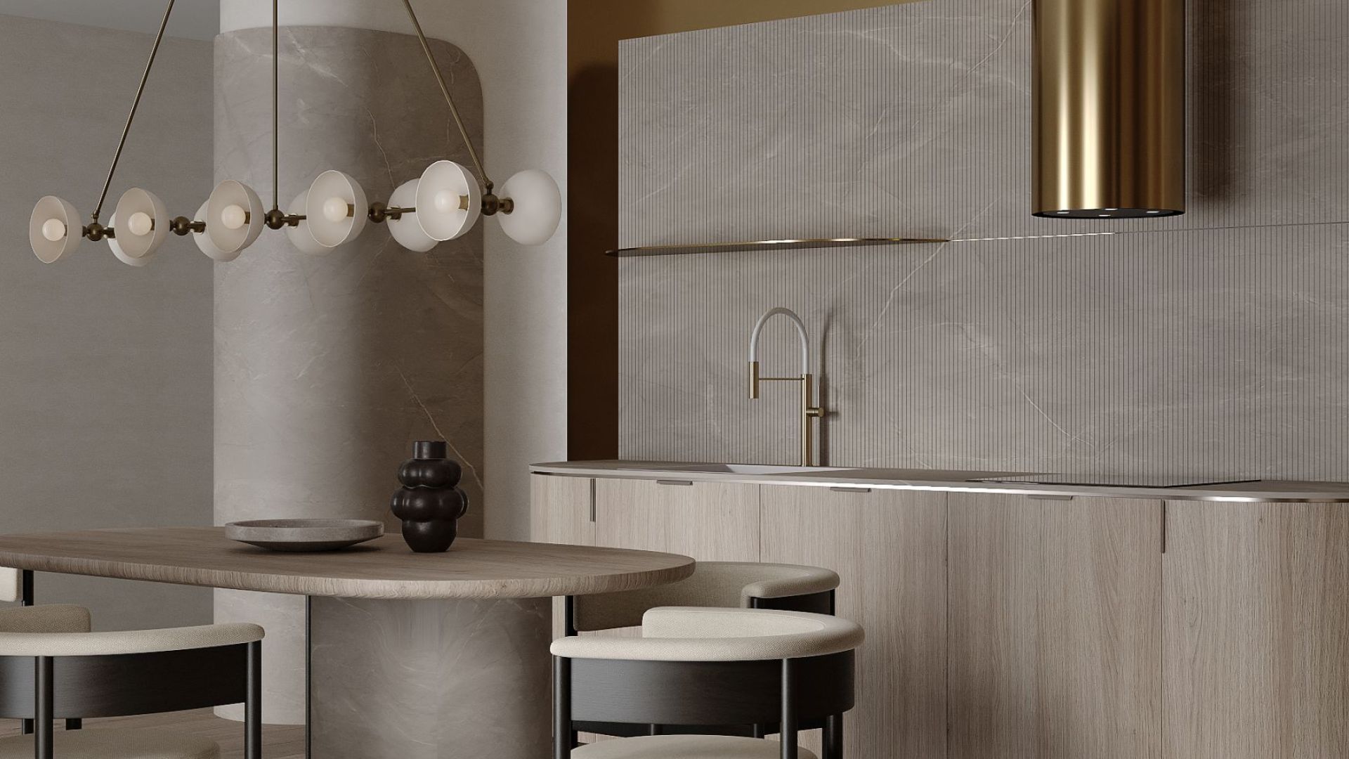 Okap wyspowy Tubo Royal Gold Gesture Control - Gold - Wizualizacja 8