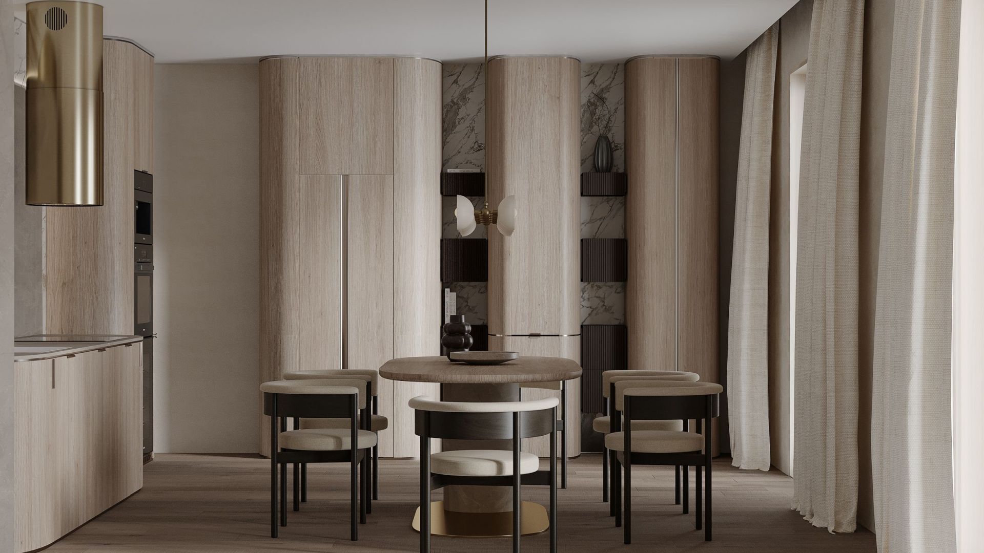 Okap wyspowy Tubo Sterling Gold Gesture Control - Gold - Wizualizacja 7