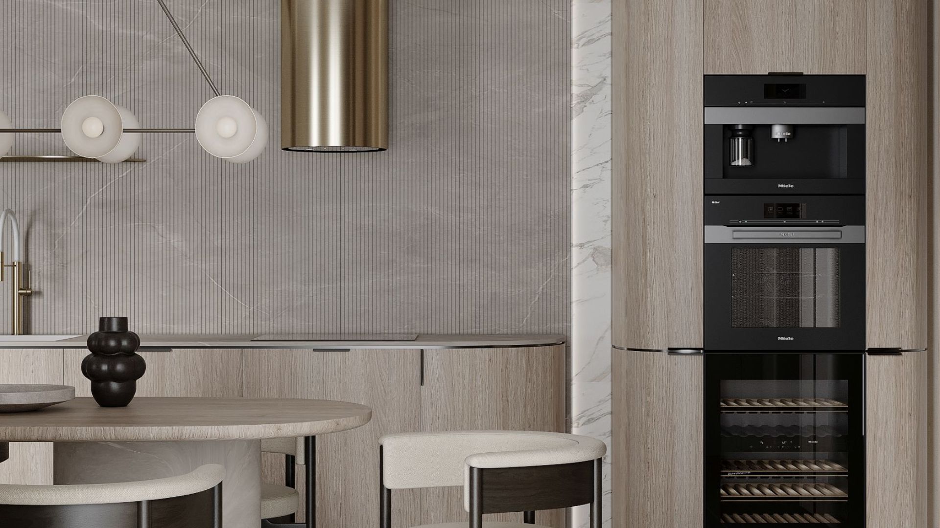 Okap wyspowy Tubo Sterling Gold Gesture Control - Gold - Wizualizacja 8