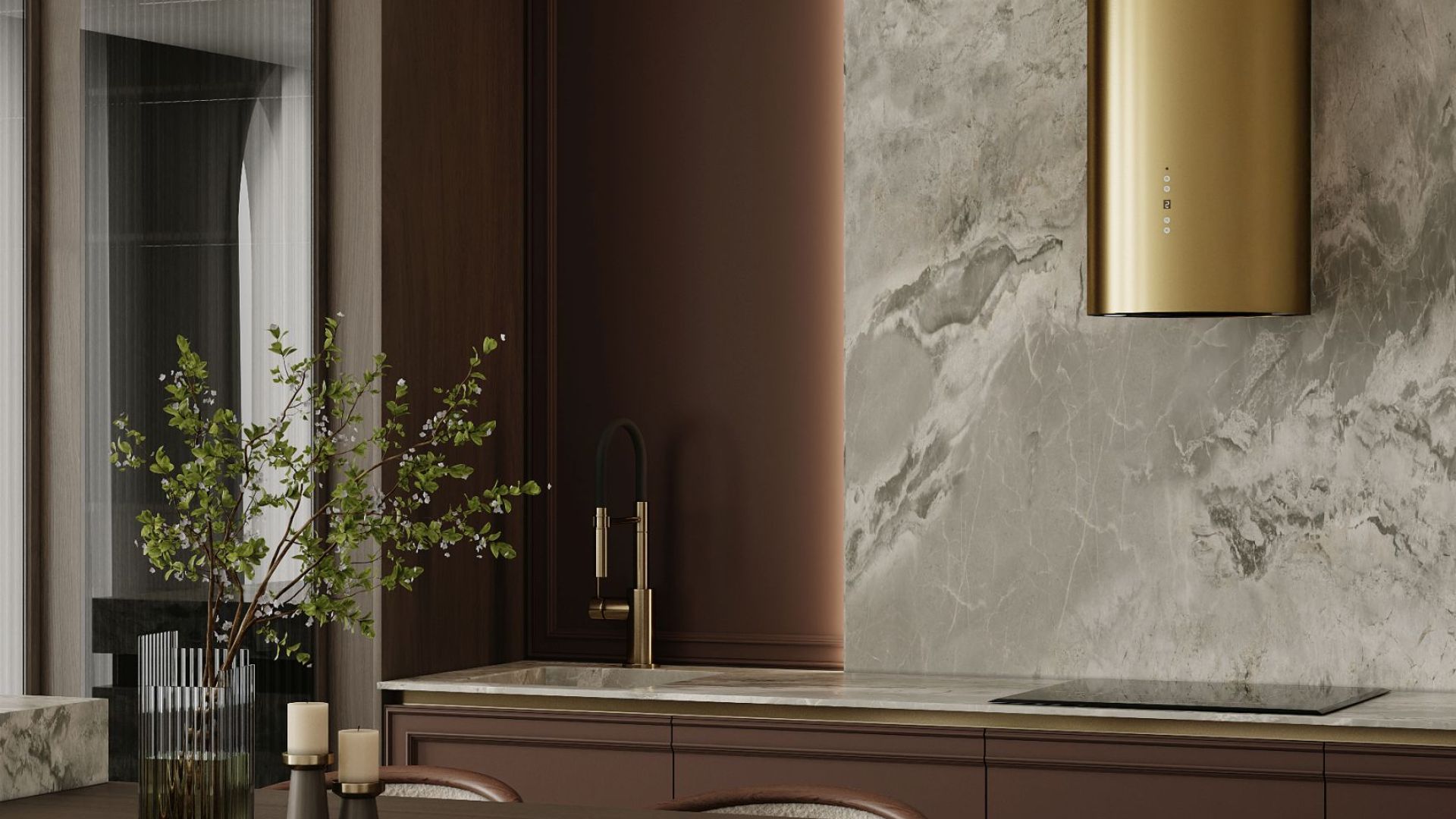 Okap kominowy Cylindro OR Złoty BLDC - Gold - Wizualizacja 3