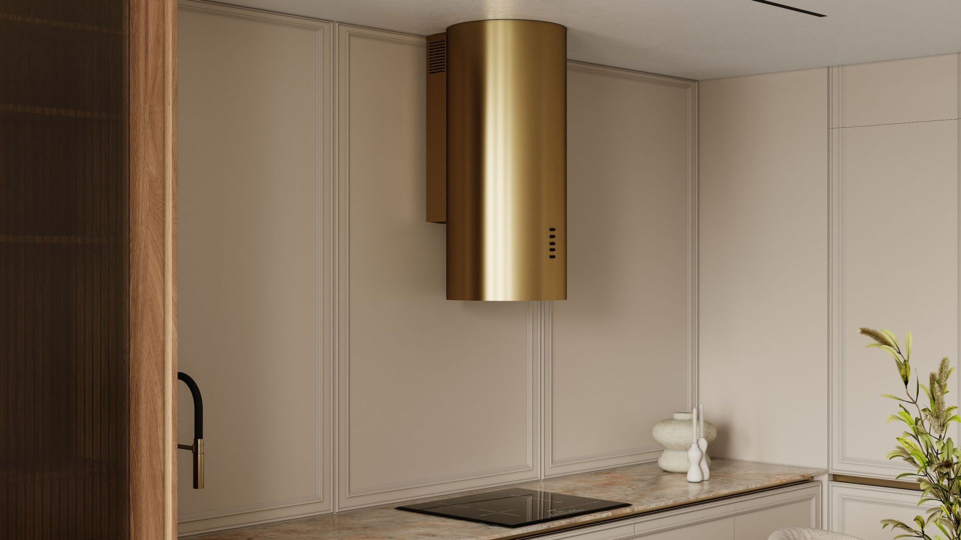 Okap kominowy Cylindro OR Eco Złoty - Gold - Wizualizacja 3