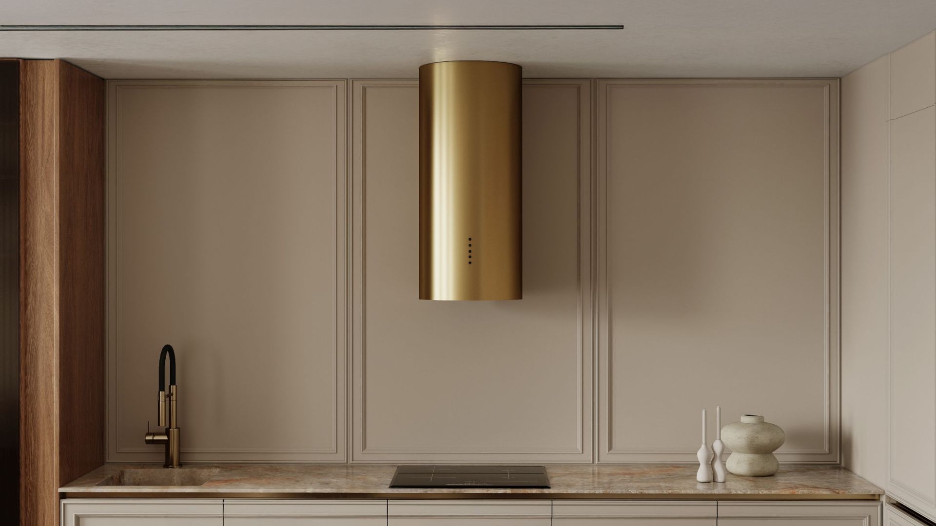 Okap kominowy Cylindro OR Eco Złoty - Gold - Wizualizacja 4