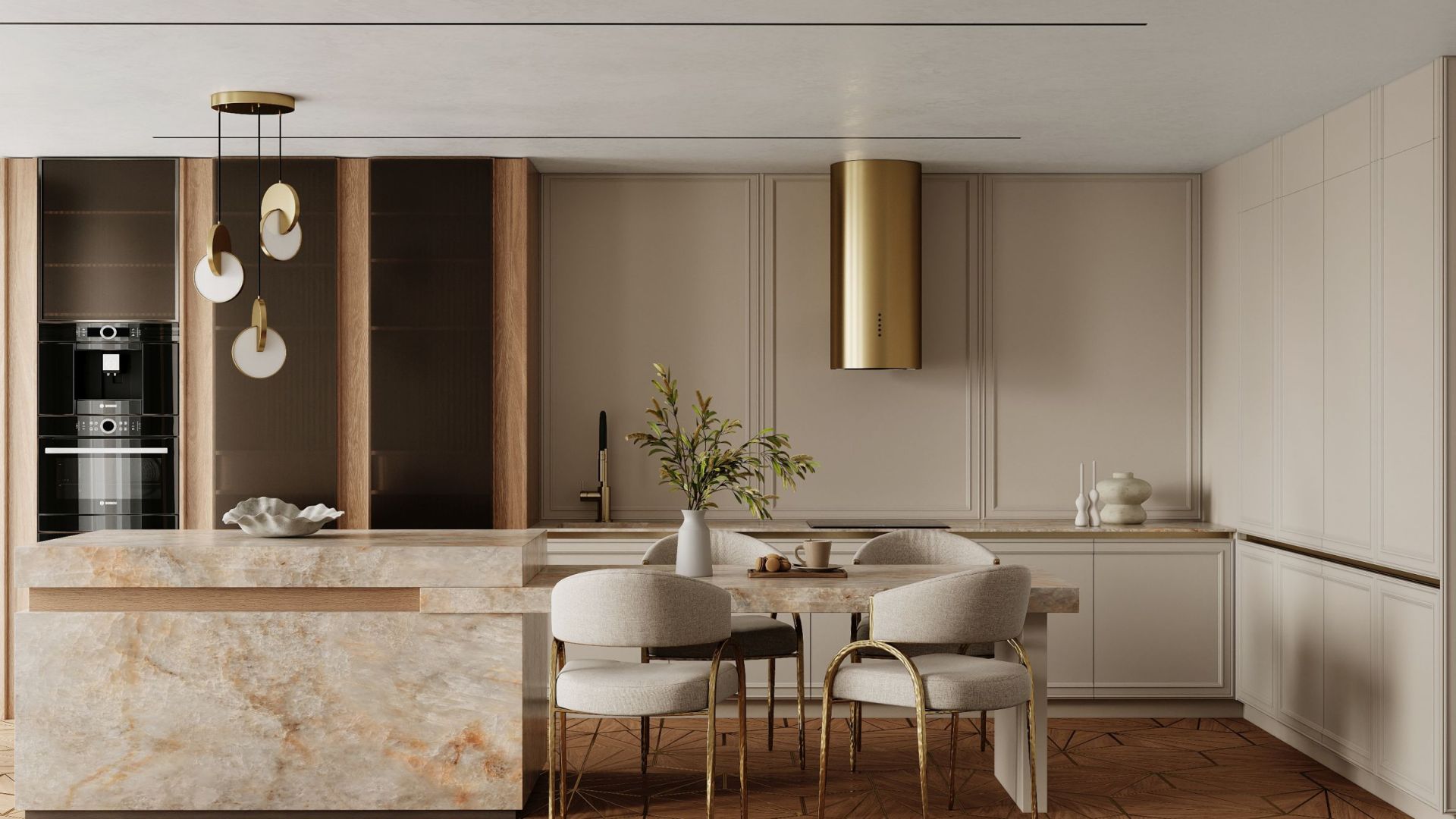 Okap kominowy Cylindro OR Eco Złoty - Gold - Wizualizacja