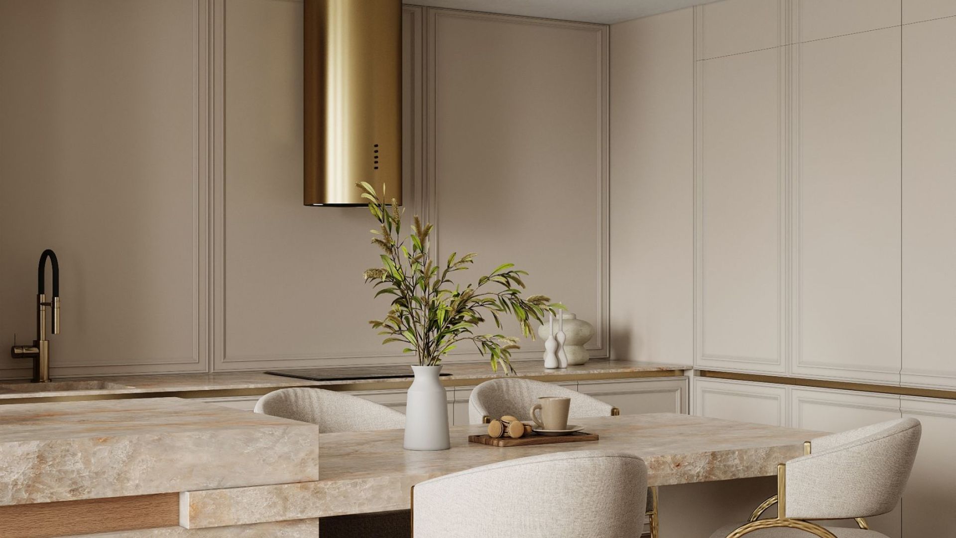 Okap kominowy Cylindro OR Eco Złoty - Gold - Wizualizacja 5