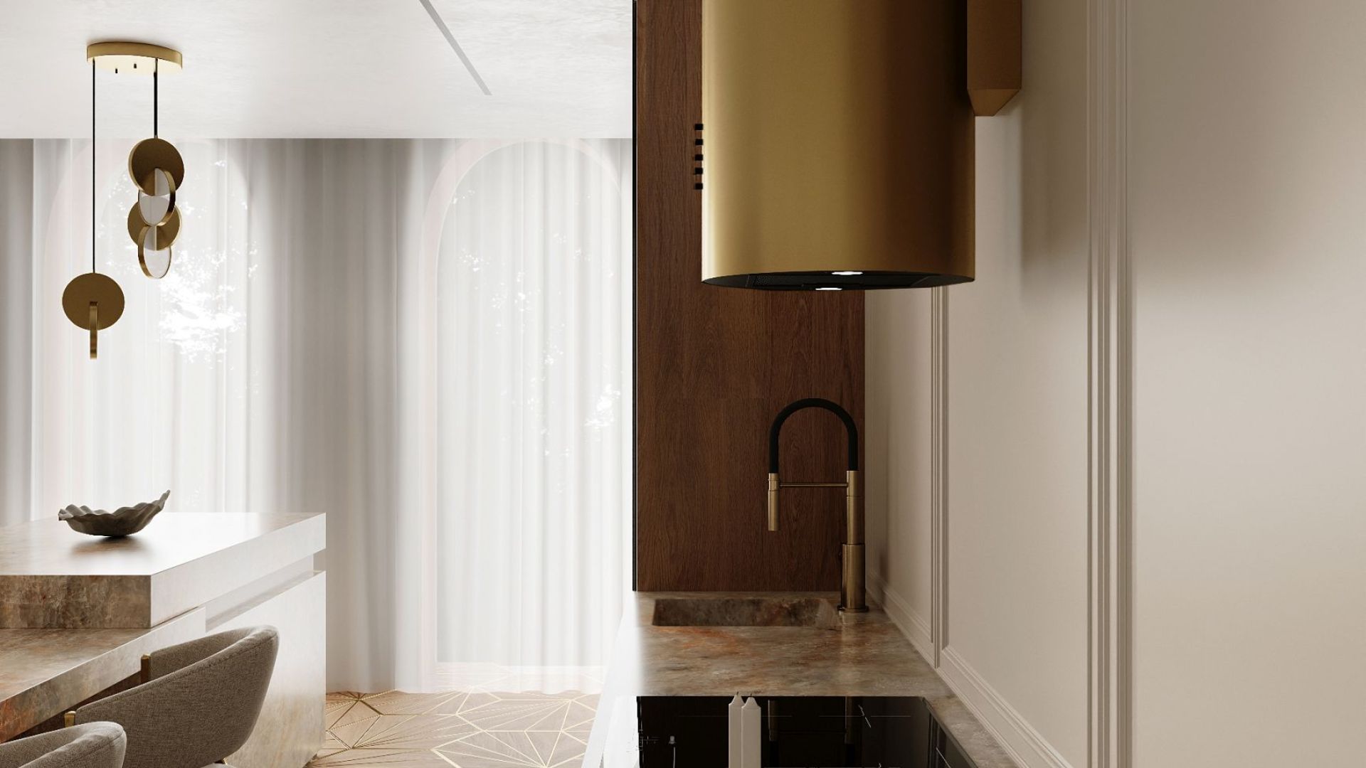 Okap kominowy Cylindro OR Eco Złoty - Gold - Wizualizacja 6