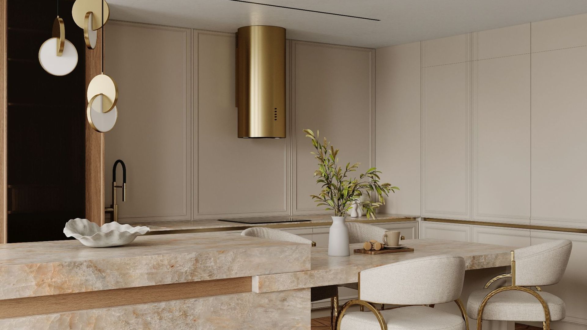 Okap kominowy Cylindro OR Eco Złoty - Gold - Wizualizacja 7