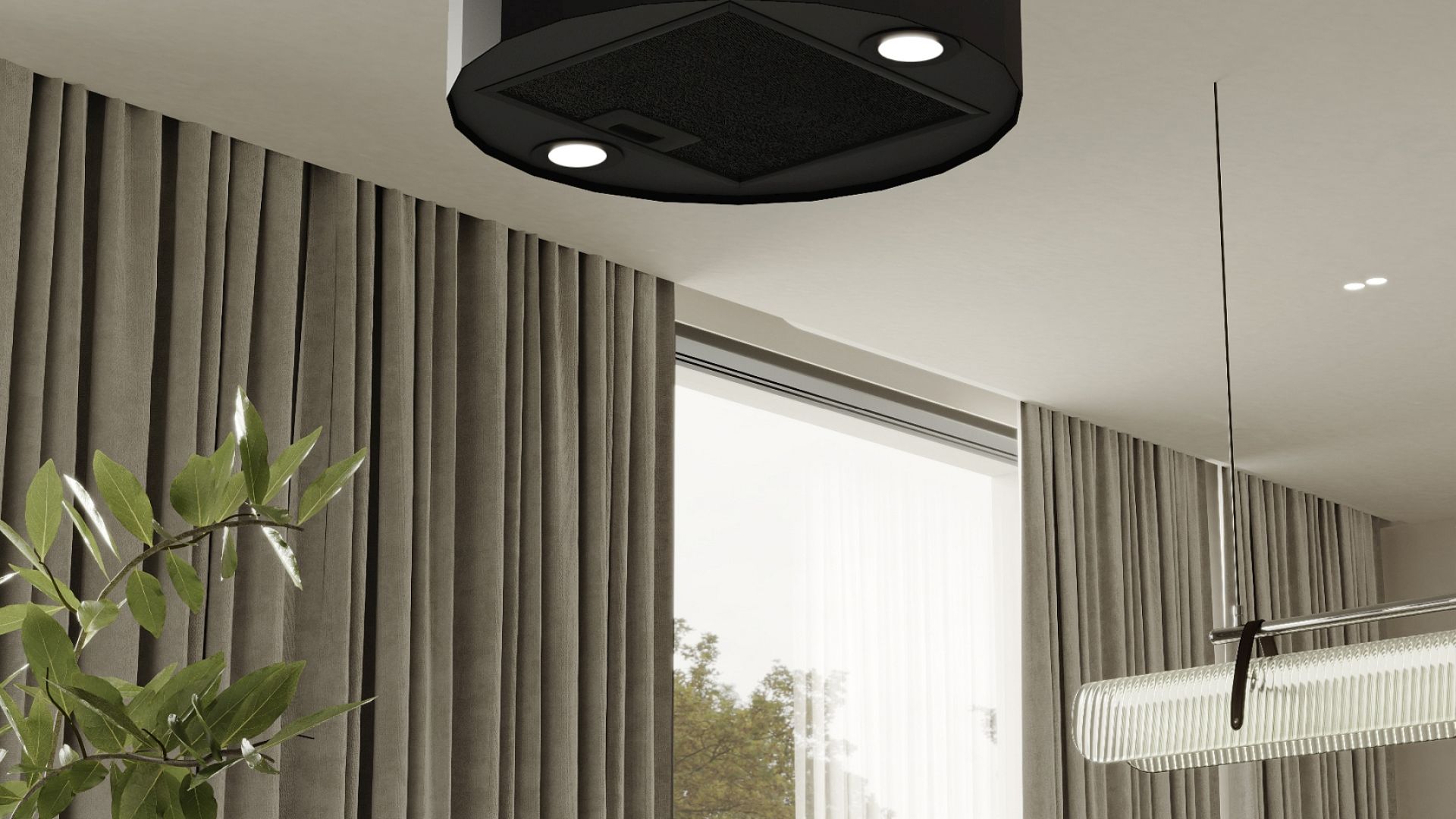 Okap wyspowy Viva Black Matt - Czarny Matt - Wizualizacja