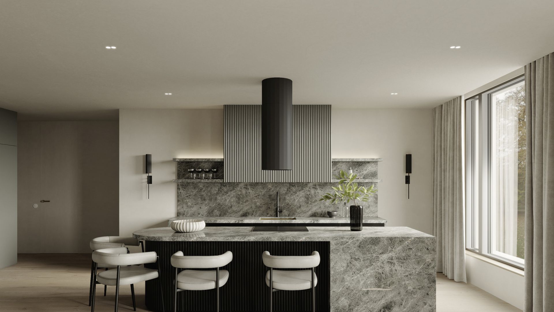 Okap wyspowy Viva Black Matt - Czarny Matt - Wizualizacja 4