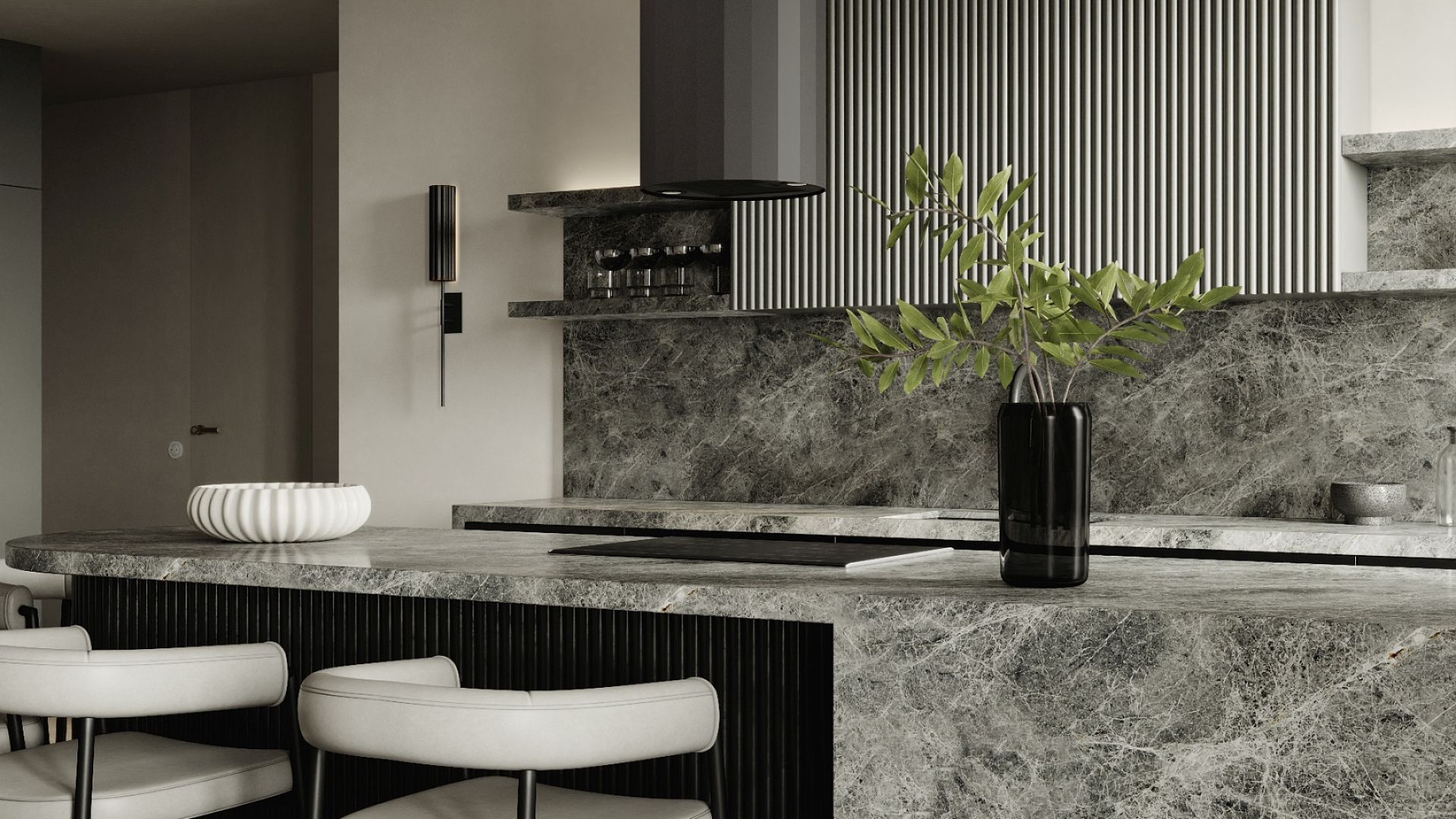 Okap wyspowy Viva Black Matt - Czarny Matt - Wizualizacja 6