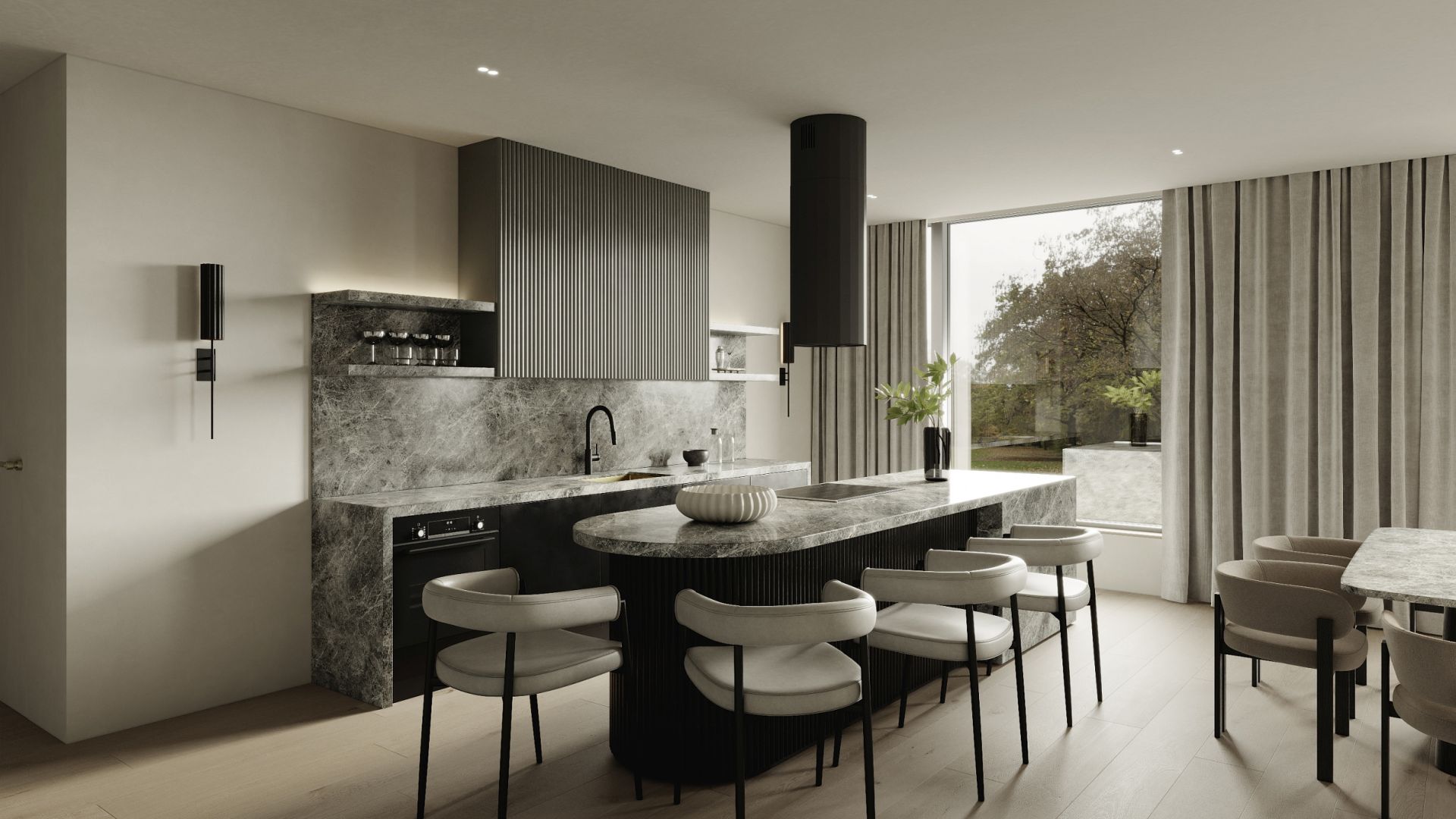 Okap wyspowy Viva Black Matt - Czarny Matt - Wizualizacja 7