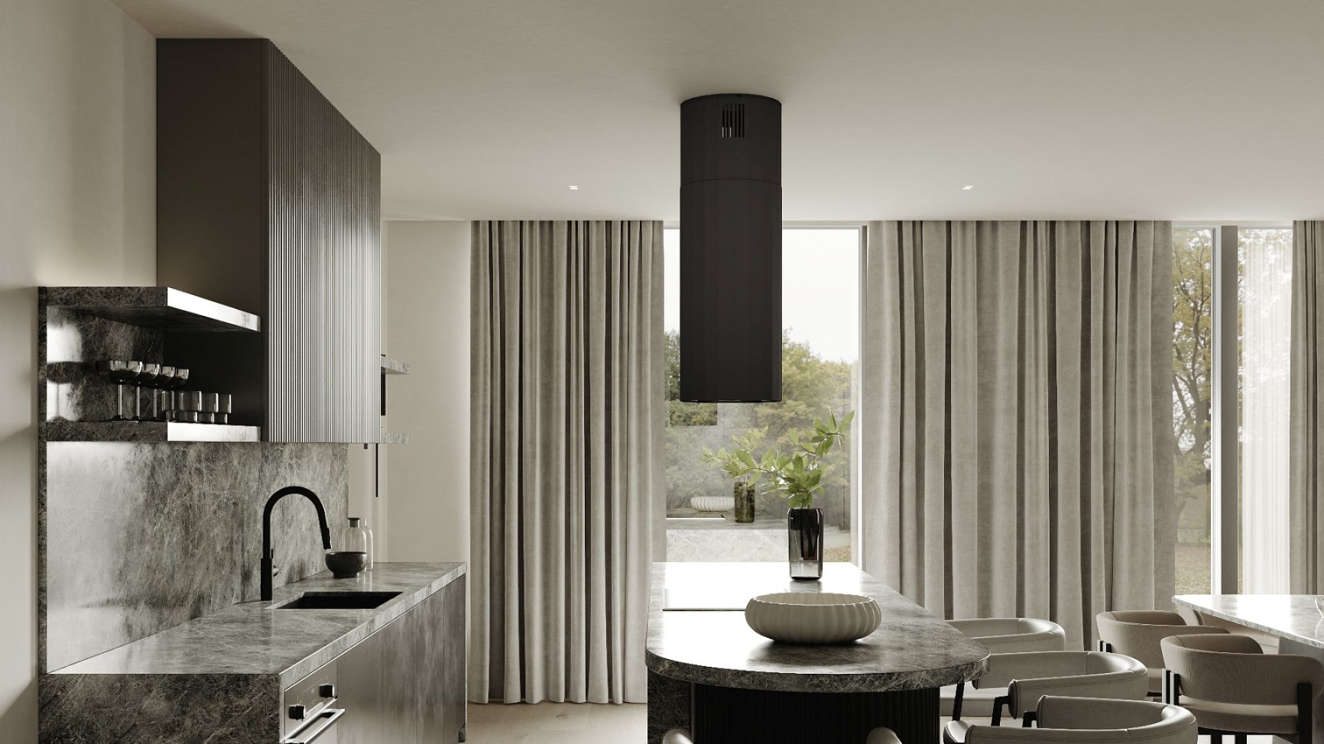 Okap wyspowy Viva Black Matt - Czarny Matt - Wizualizacja 9