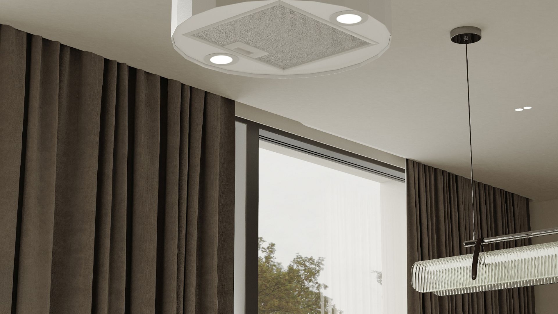 Okap wyspowy Viva White Matt - Biały Matt - Wizualizacja 2