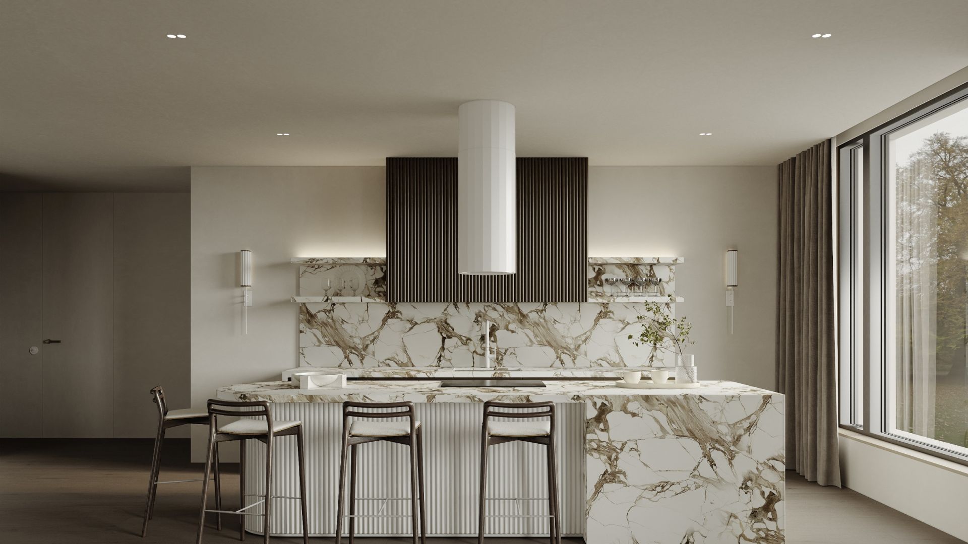 Okap wyspowy Viva White Matt - Biały Matt - Wizualizacja 3