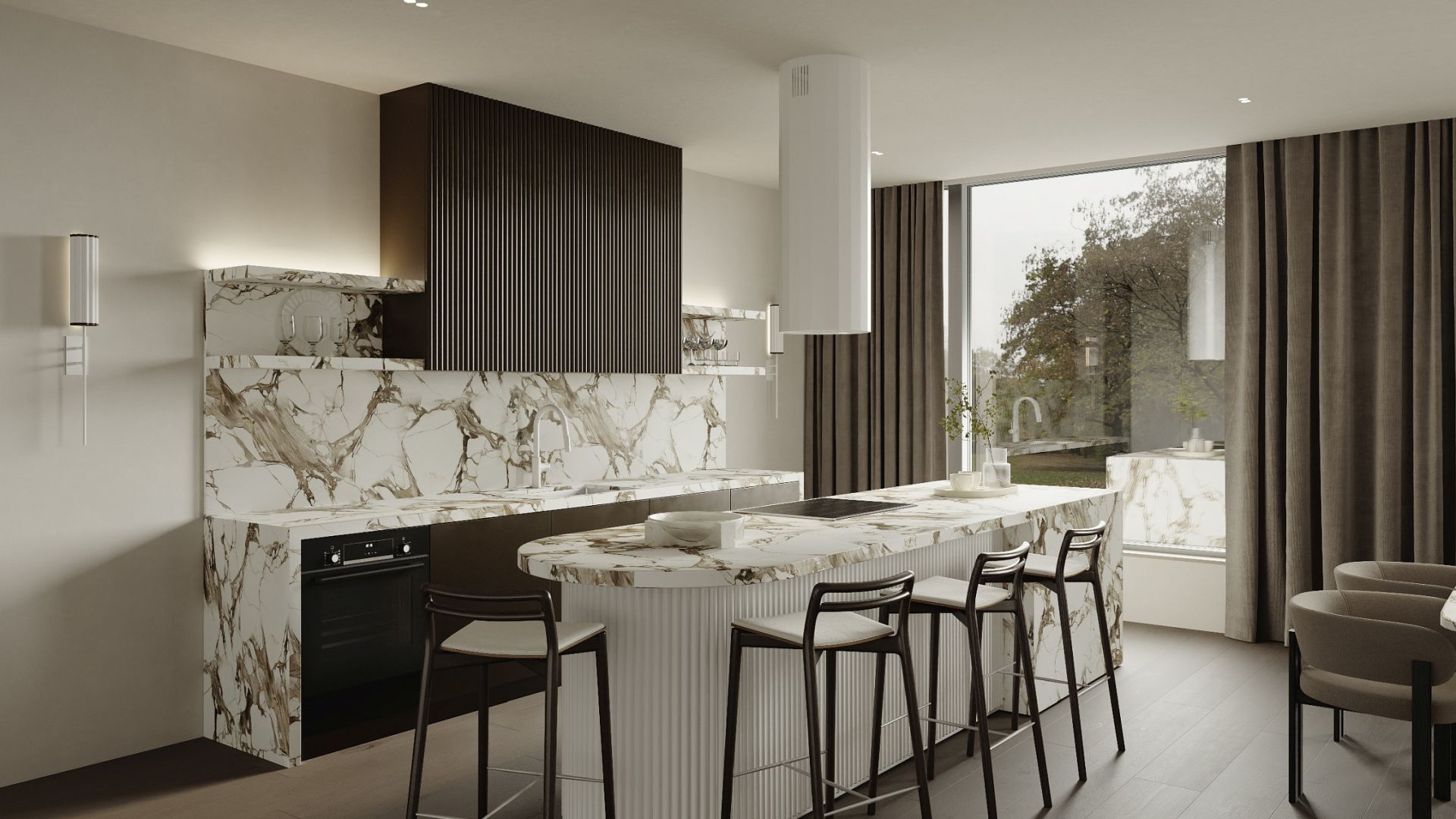 Okap wyspowy Viva White Matt - Biały Matt - Wizualizacja 5