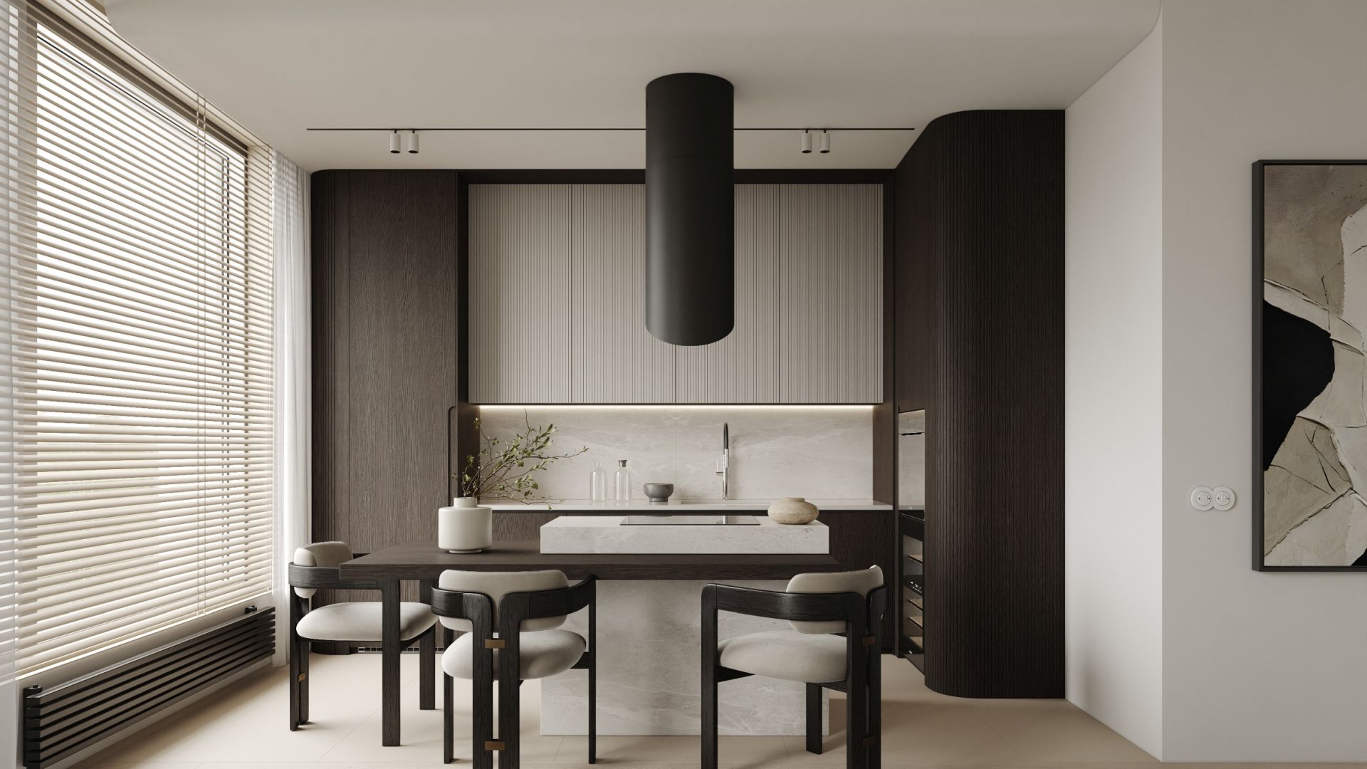 Okap wyspowy Hiro Black Matt - Czarny Matt - Wizualizacja