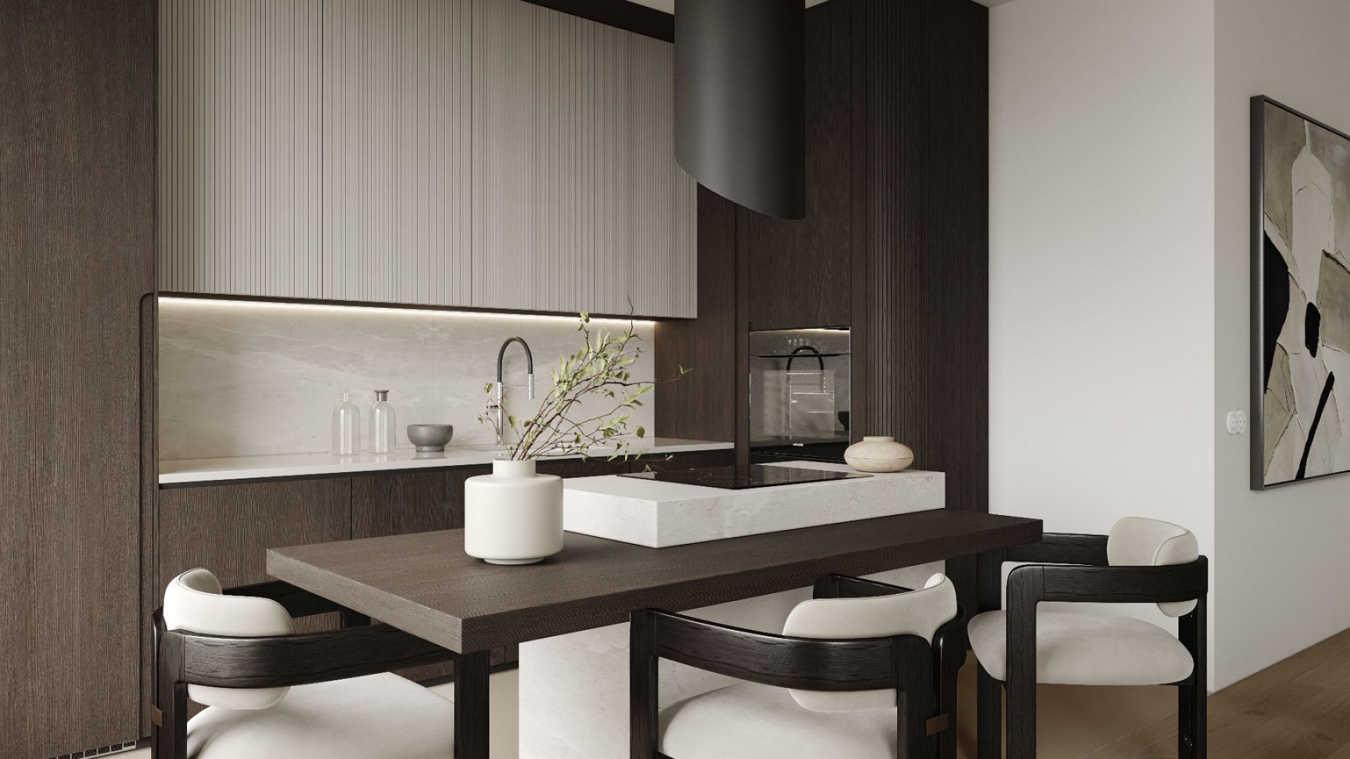 Okap wyspowy Hiro Black Matt - Czarny Matt - Wizualizacja 2